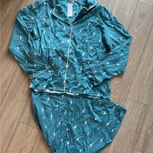 PJ Salvage Teal Lightning Print Pajama Set